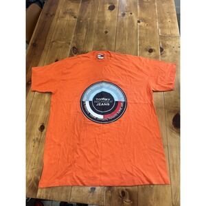 Vintage Tommy Hilfiger Jeans T-Shirt Men's XL Orange 90s Y2K Logo Tee